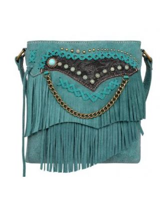 MW1201G-9360 TQ Montana West Tooled/Fringe Collection Concealed Carry Crossbody Bag