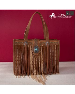 MWF1047G-8119 BR Montana West Fringe Collection Concealed Carry Tote