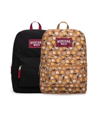 MWC-5751S BR Montana West Western Horse Print Backpack -2Pcs Set 