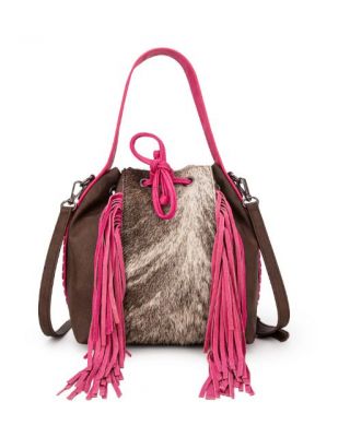 MWF1046-205S CF Montana West Hair-On Cowhide Drawstring Hobo/Crossbody