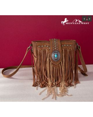 MWF1047-8360 BR Montana West Fringe Collection Crossbody