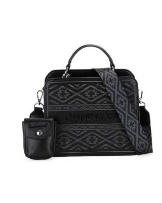 MWF1052-8120 BK Montana West Embroidered Aztec Tote