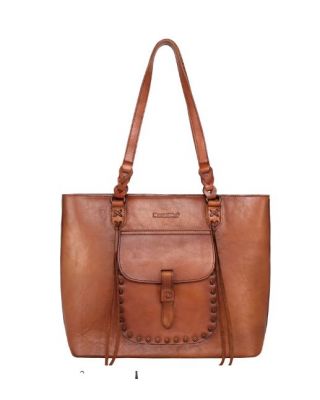MWG02-G9068 BR Montana West Genuine Leather Collection Concealed Carry Tote
