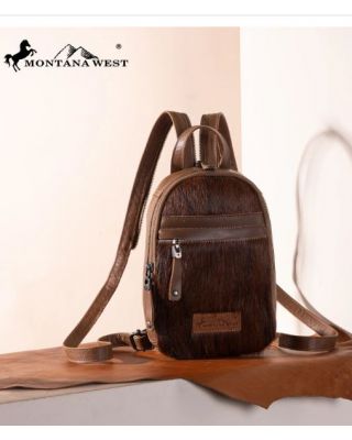 MWR-066 CF Montana West Genuine Hair-On Cowhide Convertible Sling Backpack