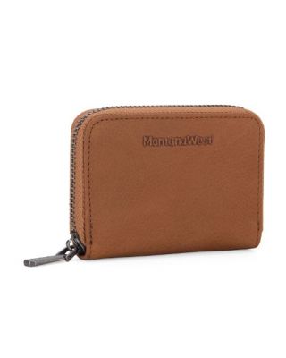 MWS02-W001 BR Montana West Genuine Leather Credit Card Zip Wallet for Men Woman