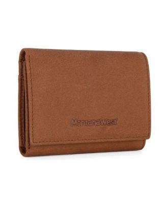 MWS04-W001 BR Montana West Genuine Leather Tri-Fold Wallet For Men Woman