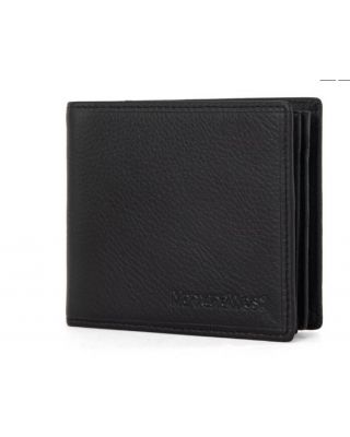 MWS05-W001 BK Genuine Leather Men's Bi-Fold Gusseted Wallet