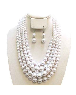 NPY043 WT1 PEARL CHUNKY NECKLACE SET