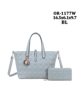 OR-1177W BL DESIGNER QUILT BAG WITH WALLET