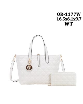OR-1177W WT DESIGNER QUILT BAG WITH WALLET