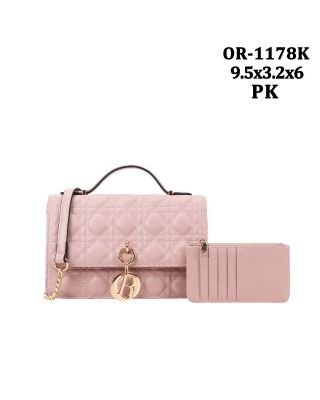 OR-1178K PK CROSS BODY QUILT DESIGNER BAG WITH CARD HOLD