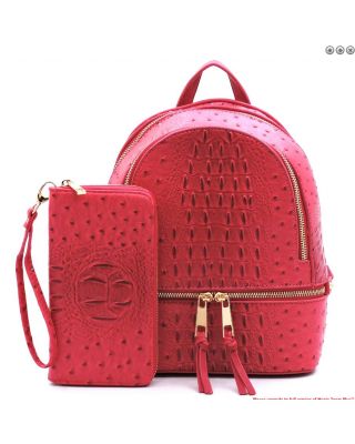 OS1062 FU OSTRICH BACKPACK WITH WALLET