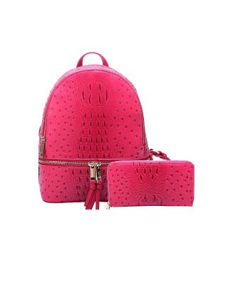 OS1062 MAG OSTRICH BACKPACK WITH WALLET