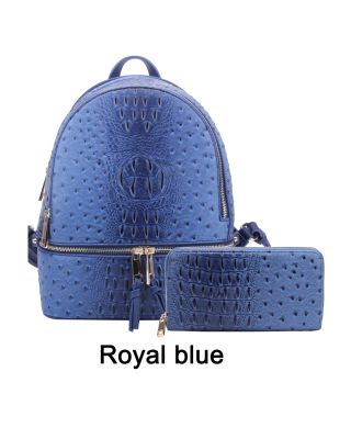 OS1062 R BL OSTRICH BACKPACK WITH WALLET