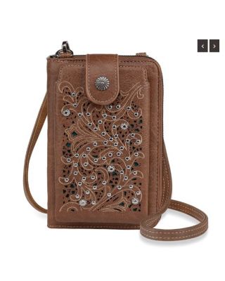 PHD-2011 BR American Bling Embroidered Cut-Out Phone Wallet/Crossbody
