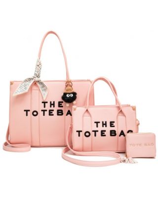 PU-25519-T3 PK 2 THE TOTE BAG 2 HANDBAGS WITH WALLET SETS