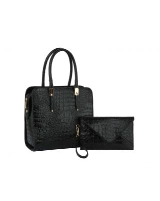 QF-0049 BK CROCO LETHER  WITH WALLET