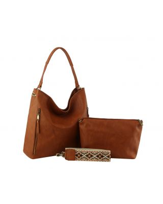 SFM-0078 BR 2PC HOBO BAGS