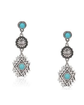 RCE-1122 TQ Rustic Couture's Artificial Stone Aztec Dangling Earring