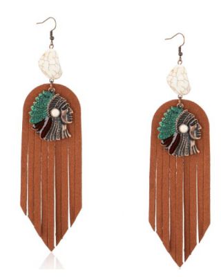 RCE-1135 WT Rustic Couture's Indian Chief Headdress Suede Tassels 