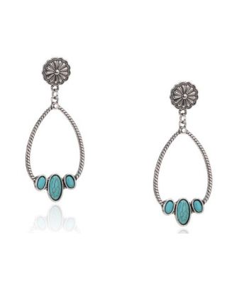 RCE-1121 TQ Rustic Couture's Stone Tear Drop Hoop Earring