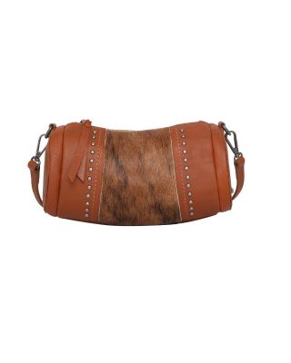 RLC-L156 BR  Montana West Real Leather Cow-Hide Collection Mini Barrel Bag