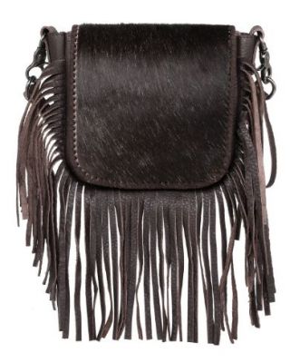 RLC-L161 CF Montana West Genuine Leather Hair-On Collection Fringe Crossbody