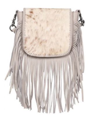 RLC-L161 TN Montana West Genuine Leather Hair-On Collection Fringe Crossbody