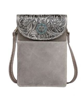 RLP-2002 CF1 Montana West Floral Tooled Genuine Leather Belt Loop Phone Holster Pouch/Multi-function Crossbody