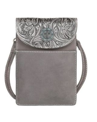 RLP-2002 CF2 Montana West Floral Tooled Genuine Leather Belt Loop Phone Holster Pouch/Multi-function Crossbody