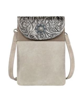 RLP-2003 KH Montana West Floral Tooled Genuine Leather Belt Loop Phone Holster Pouch/Multi-function Crossbody