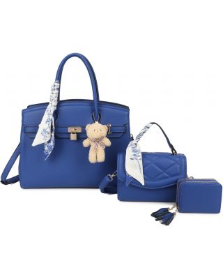 PU24126-T3 R BL 2HANDBAG WITH WALLET SET