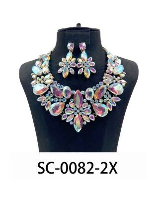 SC-0082-2X CRYSYAL NECKLACE SET