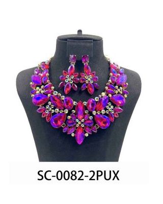 SC-0082-2PUX CRYSYAL NECKLACE SET