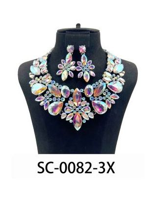 SC-0082-3X CRYSYAL NECKLACE SET