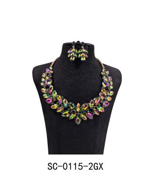 SC-0115-2GX GN/AB NECKLACE SET 