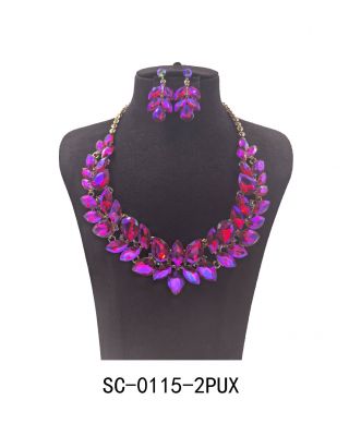 SC-0115-2PUX PU/AB NECKLACE SET 