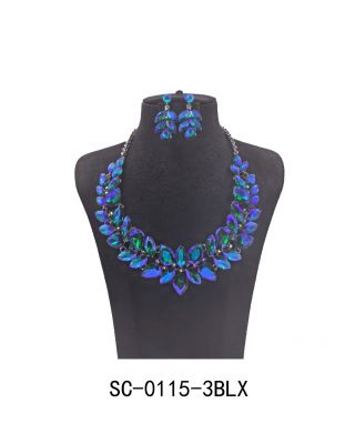 SC-0115-3BLX BL/AB NECKLACE SET 