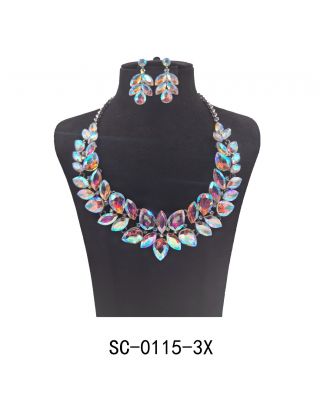 SC-0115-3X SL/AB NECKLACE SET 