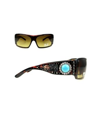 SGS-5204 LP Montana West Western Scroll Turquoise Stone Sunglasses By Pair 