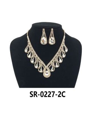 SR-0227-2C RHINESTONE NECKLACE SET