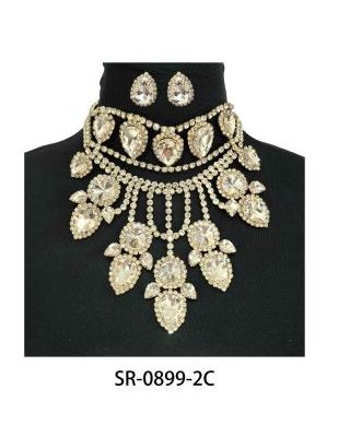 SR-0899-2C GD/CL CASTING NECKALACE SET