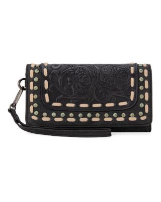 TR181-W018 BK Trinity Ranch Floral Tooled Collection Wallet