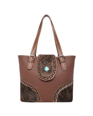 TR122G-8317 BR Trinity Ranch Hair-On Cowhide Collection Concealed Handgun Tote