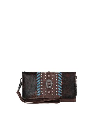 TR127-W018 CF  Trinity Ranch Hair-On Cowhide Collection Wallet