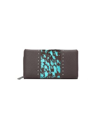 TR132-W010 TQ Trinity Ranch Hair-On Studded Collection Secretary Style Wallet