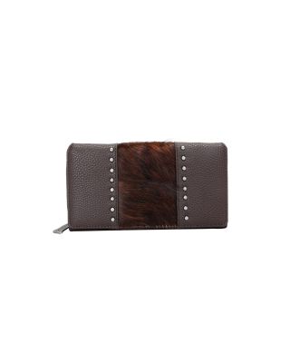 TR132-W010 CF Trinity Ranch Hair-On Studded Collection Secretary Style Wallet