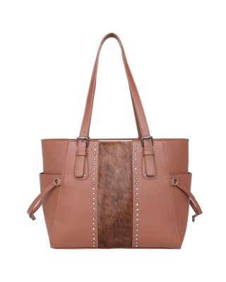 TR132G-8317 BR Trinity Ranch Hair-On Leather Studs Collection Concealed Handgun Tote