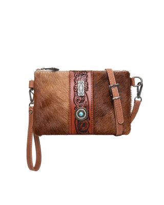 TR133-181 BR Trinity Ranch Hair On Cowhide Collection Crossbody/Wristlet