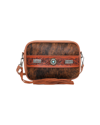 TR133-196 BR Trinity Ranch Hair On Cowhide Collection Crossbody/Wristlet